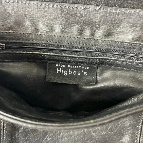 Vintage Higbee's Italian Made Retro All Leather Crossbody Purse in Black - Picture 5 of 7